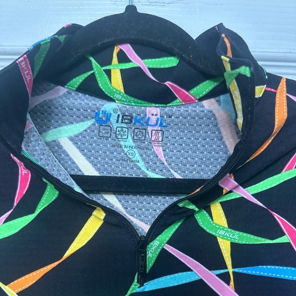 IBKUL Womens Top gifted ribbon Long Sleeve 1/4 Zip Mesh Pullover S - Picture 3 of 5